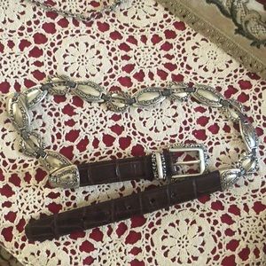 Brighton leather & chain belt 48809 Great hardware